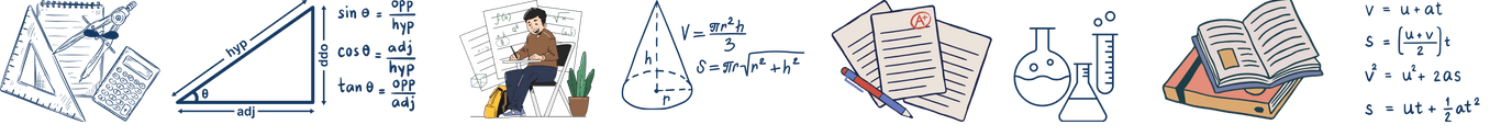 Physics formulas showing velocity, displacement, and acceleration relationships
